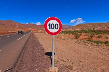 Maximum Speed Limit 100 Road Sign