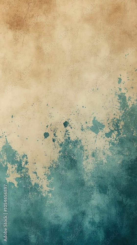 Aufkleber abstract watercolor background with a light brown and teal color scheme. the image has a vintage fee