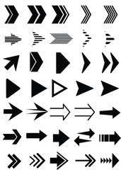 Arrow icon set. Arrow. Cursor. Collection different arrow signs. Black arrows icons. Cursor. Modern simple arrows. Vector illustration eps