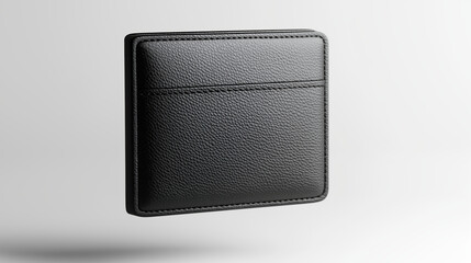 Minimalist black leather wallet with clean design on white background