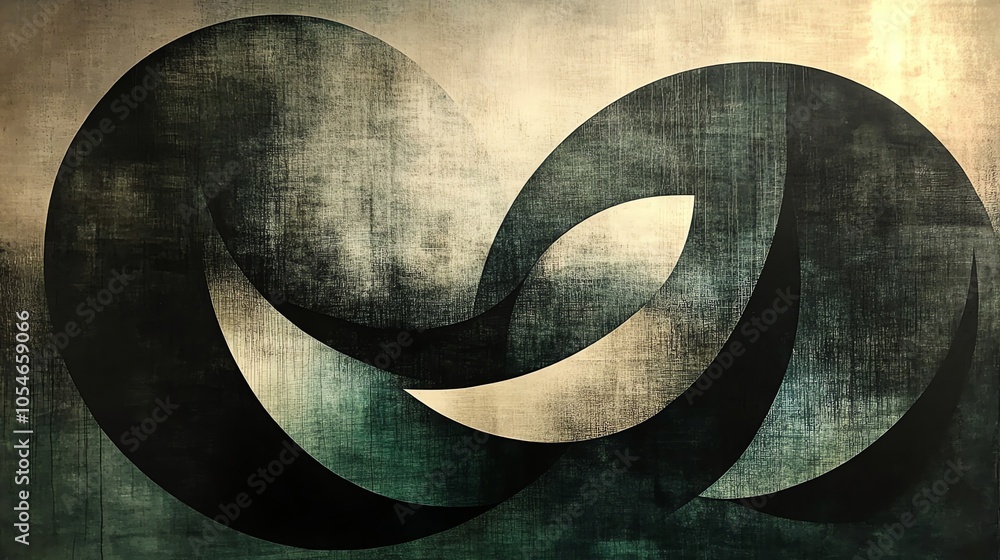 Poster abstract black and white infinity symbol on textured background.