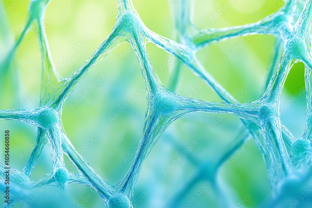 Aufkleber Abstract network of blue and green lines and nodes, a digital illustration of a neural network, a complex web of interconnected elements.