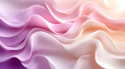 Obraz premium An abstract wave of soft fabric in gentle hues of pink and purple, creating a serene and ethereal atmosphere. The smooth curves evoke a sense of flow and tranquility.