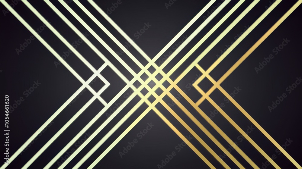 Poster geometric lines and patterns in contrasting colors on a dark background