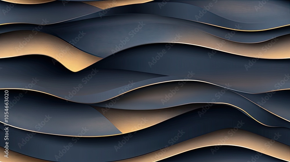 Poster glowing waves of blue and gold flow dynamically across a dark background, creating a mesmerizing abs