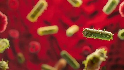 Escherichia coli bacterium, E.coli as part of intestinal normal flora. Bacteria outbreak and bacterial infection as a microscopic background. Dangerous disease strain, medical health risk concept