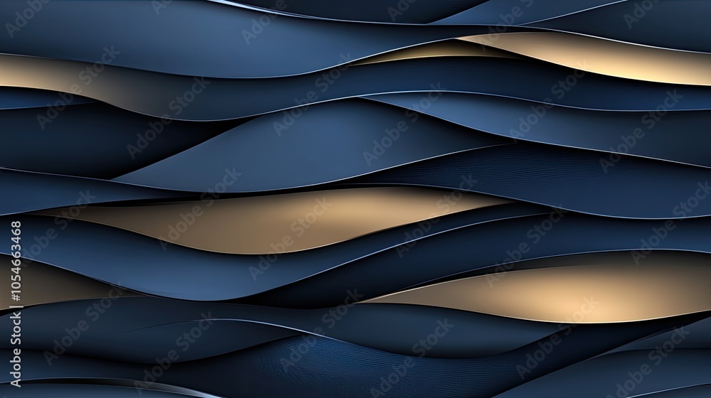 Poster glowing waves of blue and gold flow dynamically across a dark background, creating a mesmerizing abs