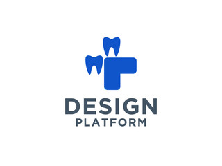 Dental Clinic Logo. Blue Shape Cross Sign with Tooth Symbol Combination isolated on White Background. Usable for Dentist, Healthcare and Medical Logos.