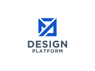 Naklejka premium Blue Geometric Initial Letter M Logo isolated on White Background. Usable for Mountain and House Logos.