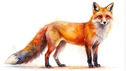 Obraz premium Watercolor painting of a fox shape silhouette