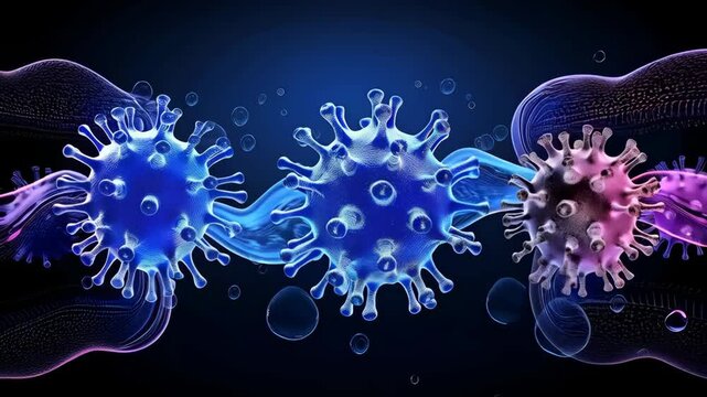 Tumor microenvironment background with cancer cells, T-Cells, nanoparticles, molecules and blood vessels. Oncology research concept. Cancer awareness month, week