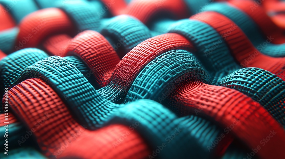 Poster abstract background of red and blue wavy lines.