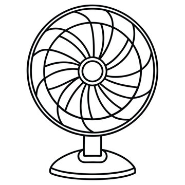 recommend clip art: Table Fan hand-drawn vector illustration Isolated white background.