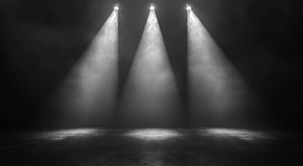Three Spotlights in a Dark Room