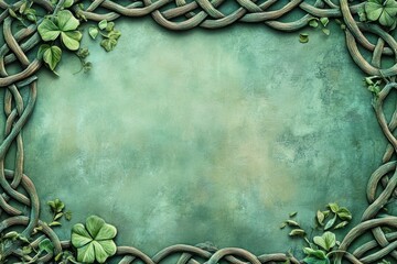 celtic knot border, celebrate st patricks day with a digital background featuring a border of intricate celtic knots in different shades of green ideal for traditional designs