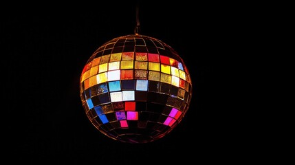 Fototapeta premium Glittering Disco Ball Isolated on White Background