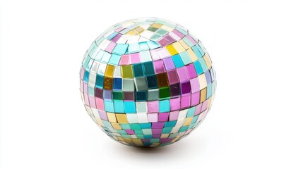 Glittering Disco Ball Isolated on White Background