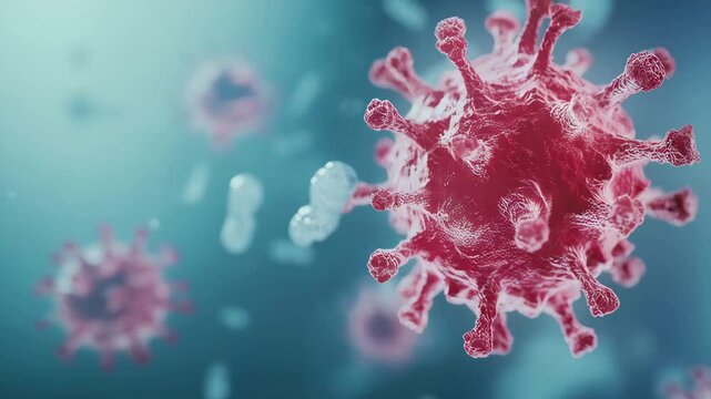 Tumor microenvironment background with cancer cells, T-Cells, nanoparticles, molecules and blood vessels. Oncology research concept. Cancer awareness month, week