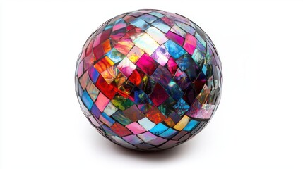 Obraz premium Glittering Disco Ball Isolated on White Background