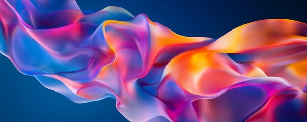 Abstract vibrant flowing waves on blue background, dynamic art concept