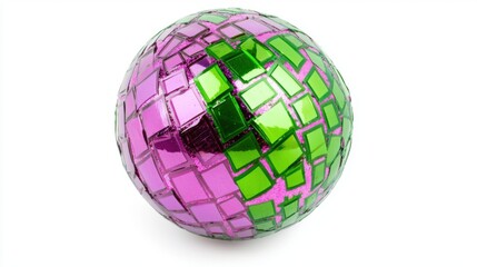Obraz premium Glittering Disco Ball Isolated on White Background