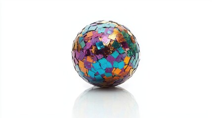 Obraz premium Glittering Disco Ball Isolated on White Background