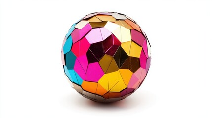 Fototapeta premium Glittering Disco Ball Isolated on White Background