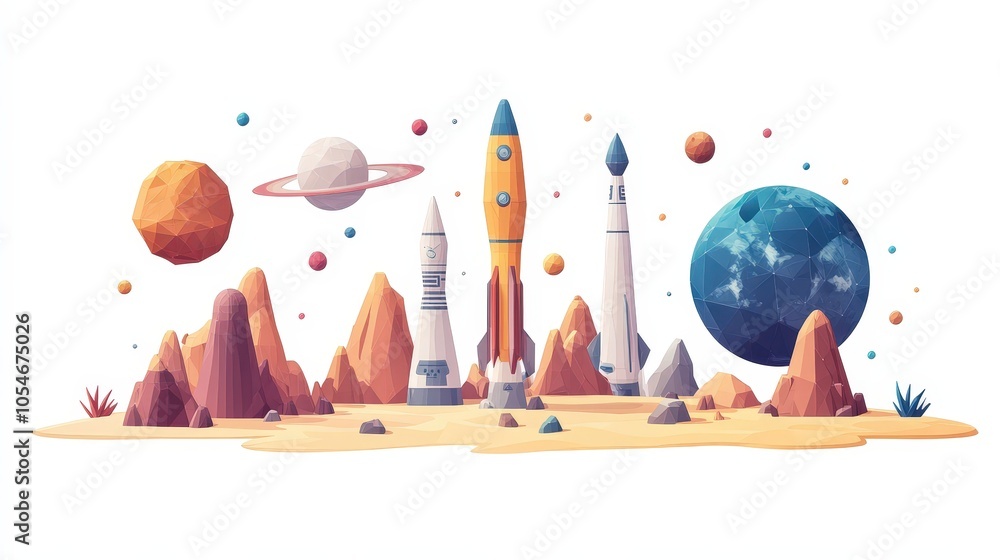 Poster future of space exploration and colonization concepts
