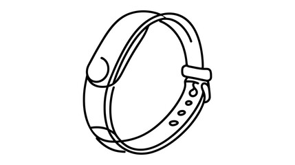One continuous line illustration of a fitness bracelet, isolated on white background.