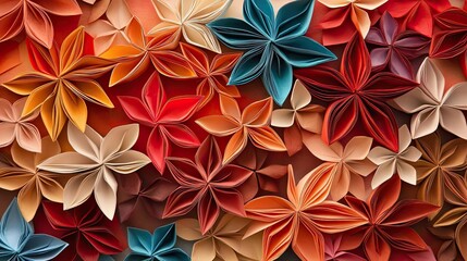 A Close-Up of Multicolored Origami Flowers