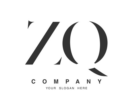 ZQ logo design. Initial letter z and q serif font style. Creative classic company name typography. Trendy logotype or identity.
