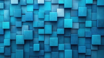 Abstract Blue Square Pattern Wall