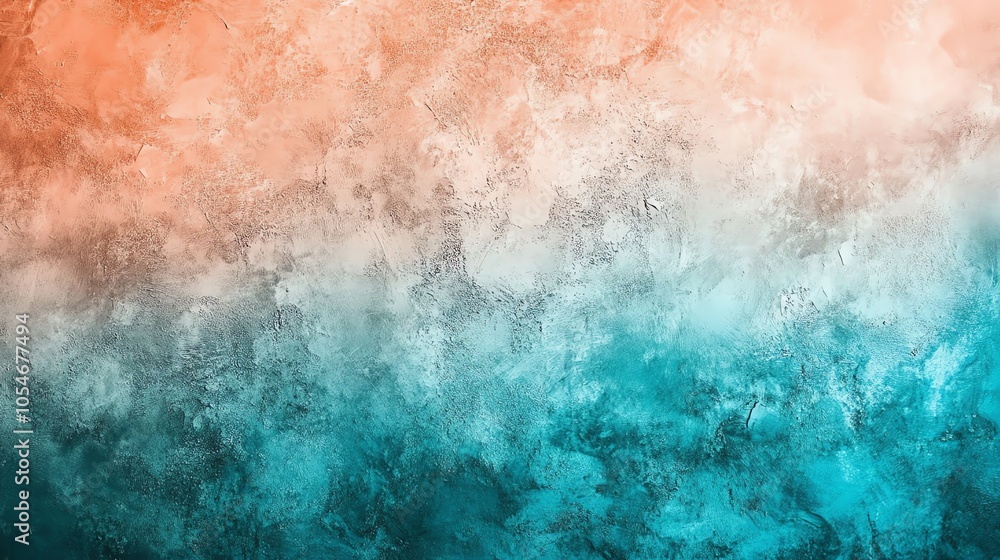 Poster Abstract textured background with a gradient of coral and turquoise colors.