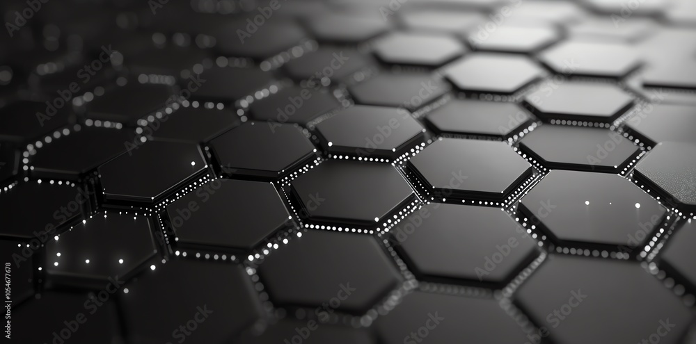 Poster Abstract hexagonal pattern with a dark, metallic texture, creating a futuristic and modern feel.