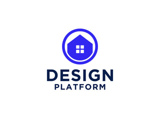 Real Estate Logo. Square Shape with Negative Space House Symbol isolated on White Background. Usable for Construction Architecture Building