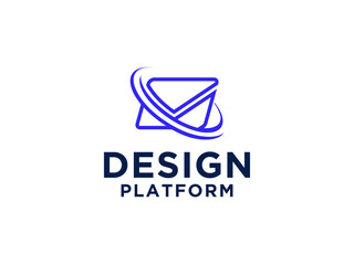 Express Delivery Mail Logo. Blue Gradient Mail Icon with Comet Waves Combination isolated on White Background. Usable for Business and Technology Logos