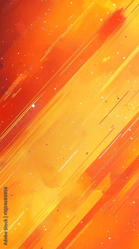 Poster Abstract background with diagonal orange and yellow lines and white dots.