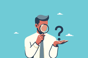 Zooming Into Questions, Businessman Investigates the Unknown