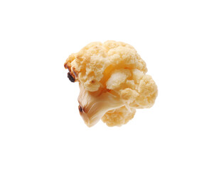 Piece of tasty baked cauliflower on white background