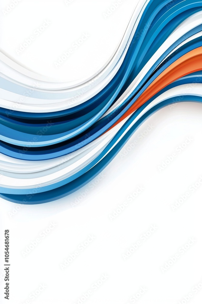 Poster Abstract wave design in blue and orange tones on a white background, creating a modern and dynamic look.