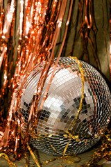 New Years Eve Background with Tinsel Curtain, Glittery, Party Background
