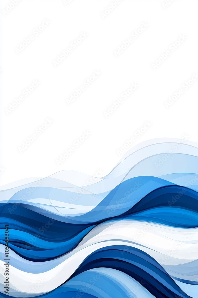 Poster flowing blue waves create a serene and calming background with varying shades and smooth contours.