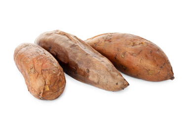 Tasty cooked sweet potatoes isolated on white