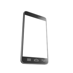 Modern smartphone showing blank screen on gray background