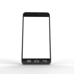 Modern smartphone showing blank screen on gray background