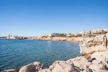 playa, costa, sitges, Oceano, infraestructura, ciudad