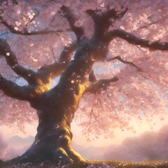 
Detail of cherry blossom tree in spring, golden light, cinematic, realisitc, detailed, real, contrast, clear.
