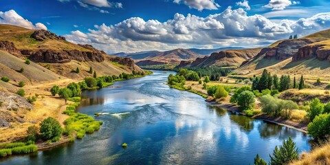 Scenic view of Grande Ronde River in La Grande Oregon