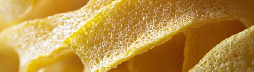Close-up Macro Shot of Uncooked Yellow Pasta Noodles
