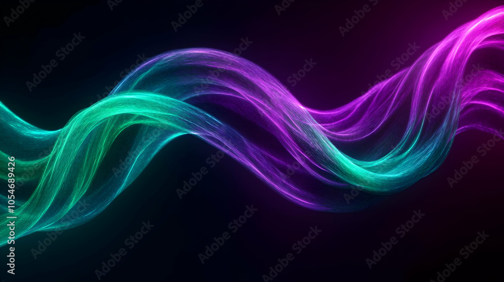 Poster colorful flowing waves of light creating a mesmerizing abstract design.